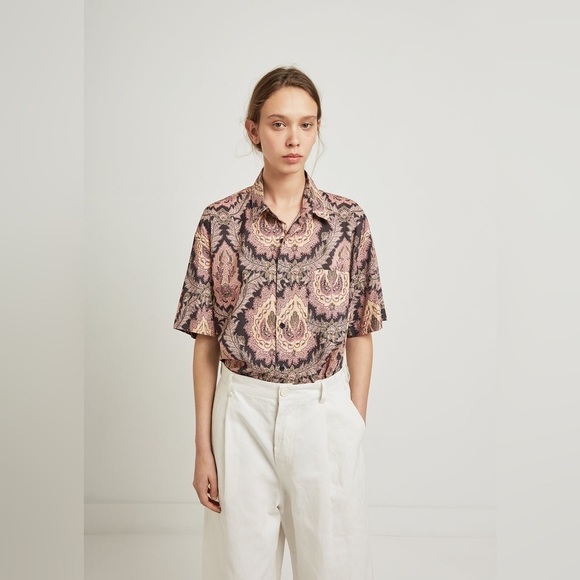 Isabel Marant Iggy Print Short Sleeve Button Up Shirt Oversized Women’s XS - Picture 2 of 14